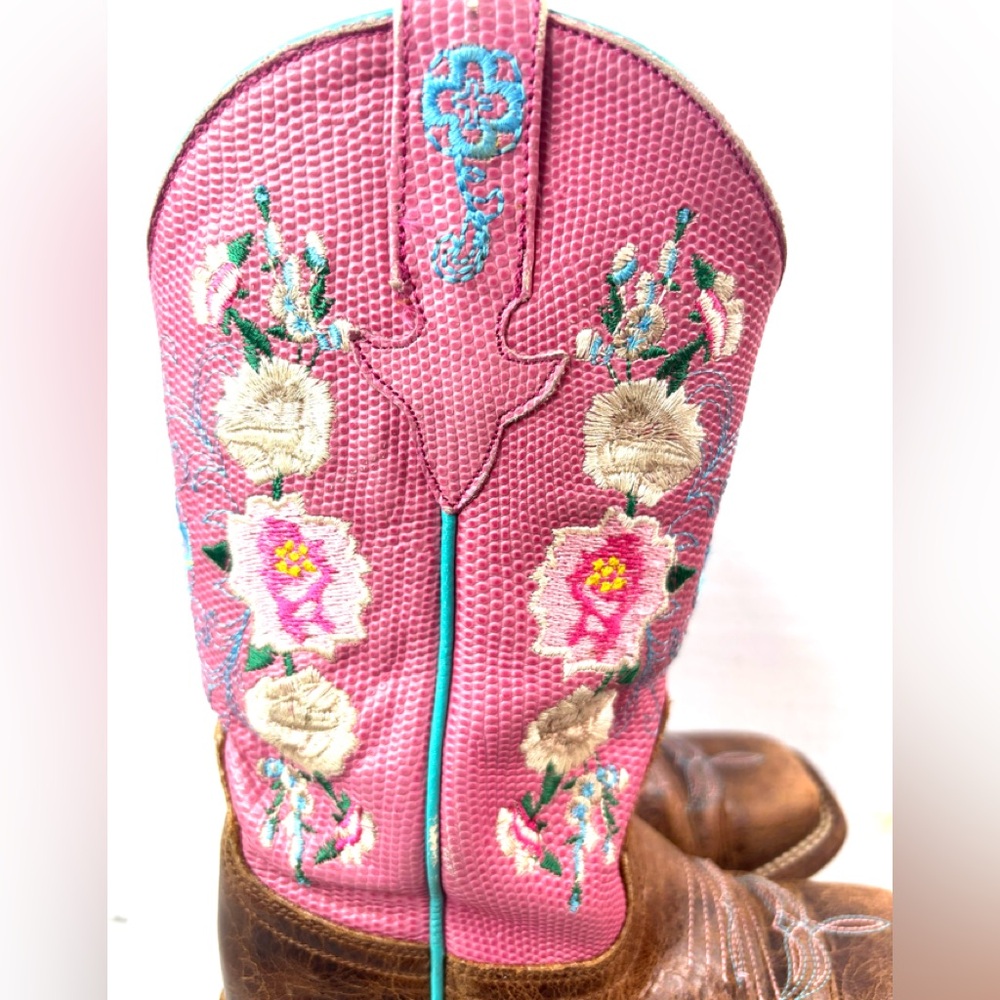 Macie Bean 11 Western Cowgirl Leather Floral Kicker Boots - Kids - Picture 7 of 11